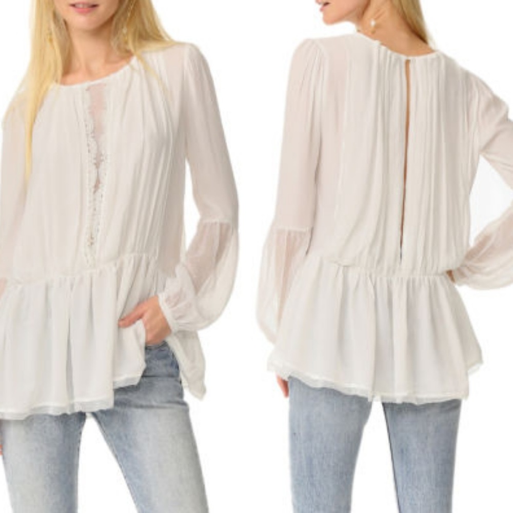 Free People Soul Serene Mesh Lace Blouse Top XS - Picture 5 of 7